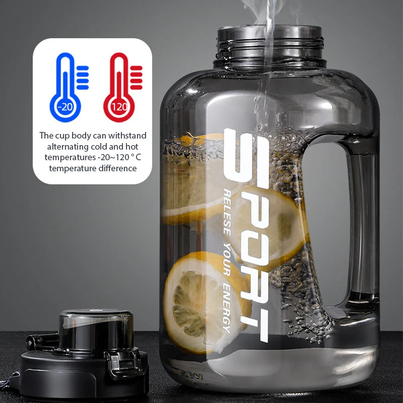 1.2L/1.7L/2.5L Large-Capacity Netflix Straw Pot Belly Cup Sports Water Bottle Ton Ton Bucket Students Portable Plastic Space Cup