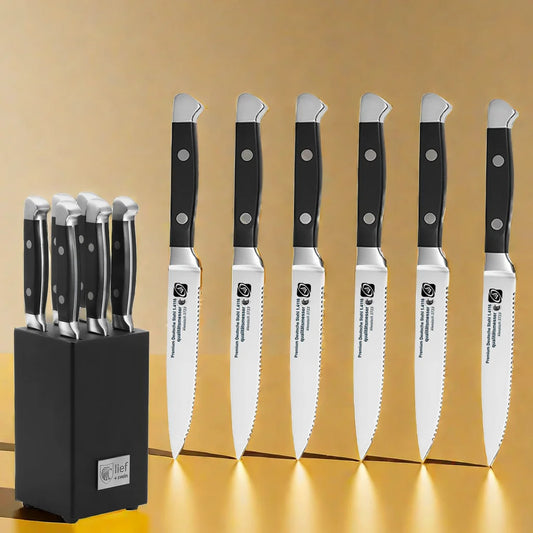 6/12/14/18p Steak Knives Set Serrated Sharp German Steel 1.4116 Highly Polished Handles Excellent Steak Knife Faca De Carne