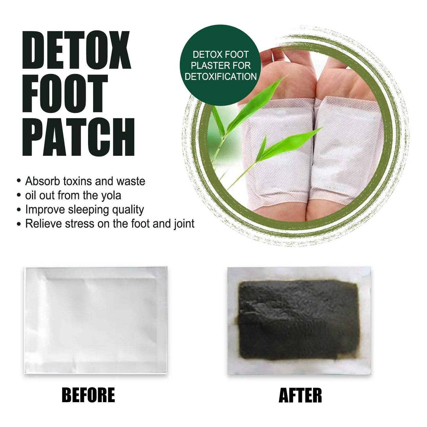 100PCS Natural Herbs Relieve Stress Improve Sleep Detox Foot Pads Clean Foot Body Toxins Cleaning Pads Foot Care Products