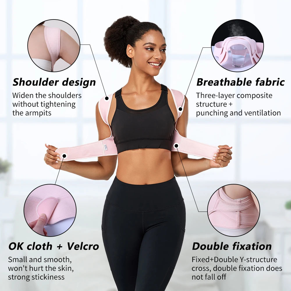 Adjustable Posture Corrector Breathable Upper Back Brace Back Support Straightener for Neck Shoulder Clavicle Lumbar Pain Relief